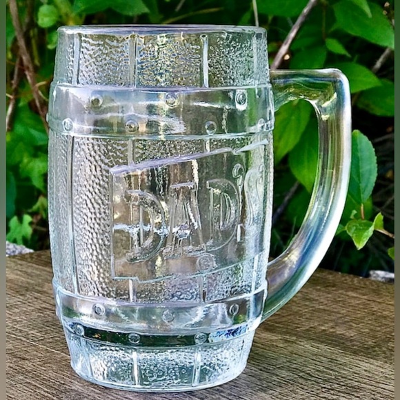 Mid Century Vintage DAD’S ROOT BEER Clear Embossed Thick Glass Barrel Mug - Picture 7 of 10